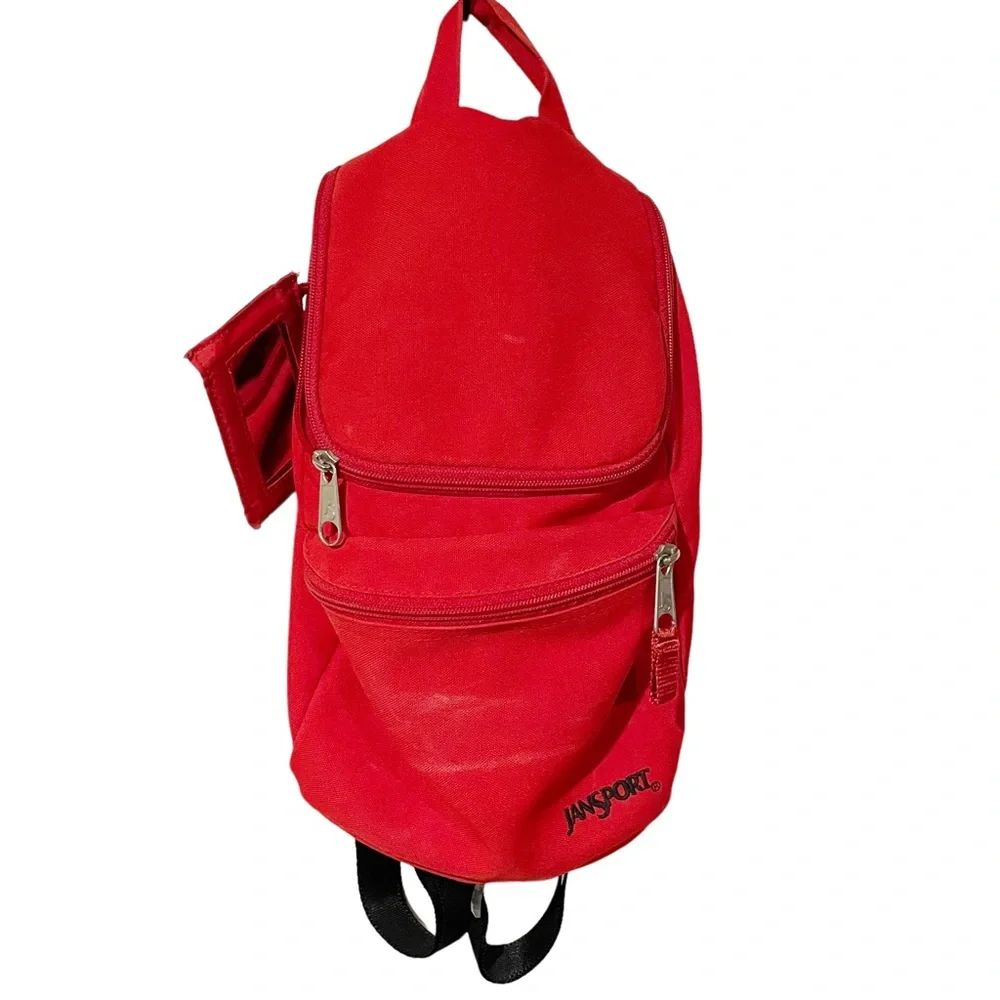 Jansport Red Mini Backback Travel Shoulderbag Accessory Double Zip